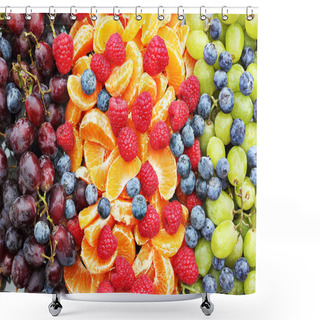 Personality  Bunch Of Forest Fruits, Grapes, Raspberry, Oranges, Cranberries Shower Curtains