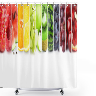 Personality  Fruits. Collage Of Fresh Color Fruit Shower Curtains