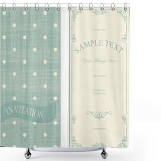 Personality  Set Of Invitation Cards On Vintage Polka Dots Background Shower Curtains