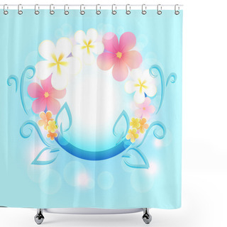 Personality  Spring Frame With Flowers. Shower Curtains