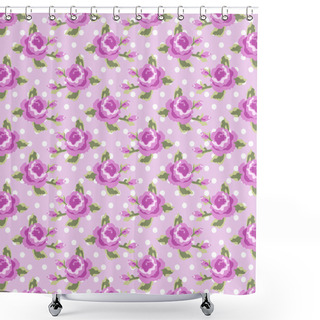 Personality  Retro Pattern With Shabby Chic Roses Shower Curtains