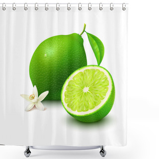 Personality  Lime With Half And Flower On White Background Shower Curtains