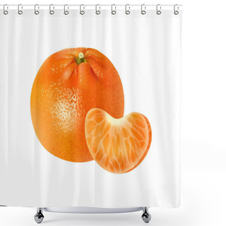 Personality  Realistic Fresh Whole Tangerine With Segment Vector Illustration Shower Curtains