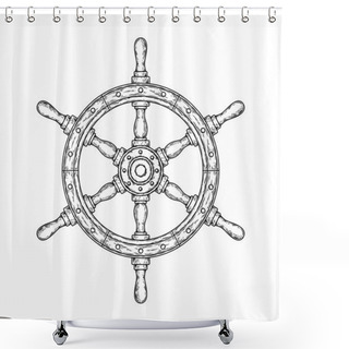 Personality  Vector Illustration Of An Old Nautical Wooden Steering Wheel Shower Curtains