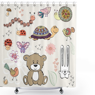 Personality  Baby Animals Shower Curtains