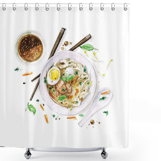 Personality  Pho Soup - Watercolor Food Collection Shower Curtains