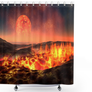 Personality  Alien Planet, Computer Artwork Shower Curtains