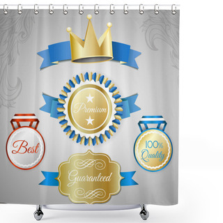 Personality  Set Of Vintage Style Icons For Best Quality Goods Shower Curtains