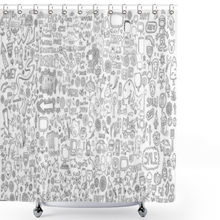 Personality  Mega Doodle Design Elements Vector Set Shower Curtains