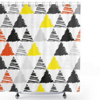 Personality  Brush Drawn Triangles Shower Curtains
