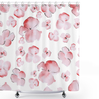 Personality  Watercolor Sakura Pattern Shower Curtains