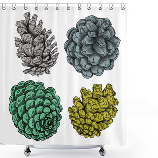 Personality  Set Of Cones Sketches Shower Curtains