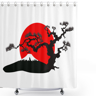 Personality  The Japanese Landscape Silhouette Vector Shower Curtains