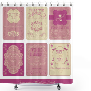 Personality  Wedding Decorative Vintage Labels Shower Curtains