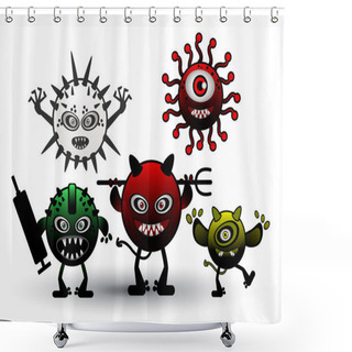 Personality  Virus Group Shower Curtains
