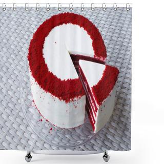 Personality  'Red Velvet' Cake On A White Table Shower Curtains