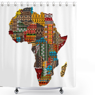 Personality  Africa Map With Countries Made Of Ethnic Textures Shower Curtains