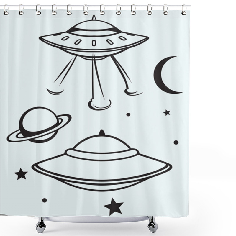 Personality  Space Flying Saucer Shower Curtains