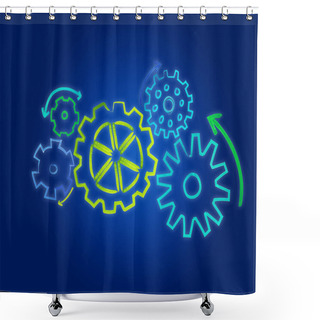 Personality  View Of Cogwheel Interface Setting Displayed On An Interface With Different Colors - Technology Concept Shower Curtains
