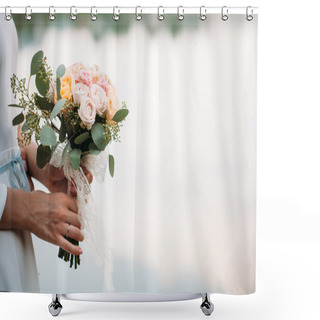 Personality  Wedding Bouquet Of Flowers In Hands Shower Curtains