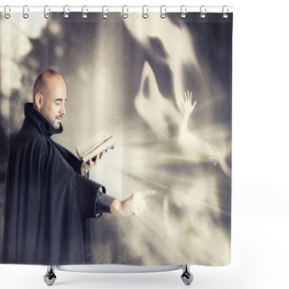 Personality  Exorcist Priest Fights A Demon Shower Curtains