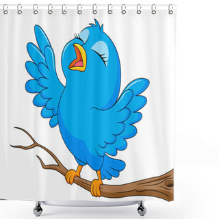 Personality  Blue Bird Singing Shower Curtains