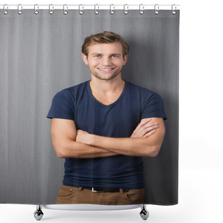 Personality  Confident Casual Unshaven Young Man Shower Curtains