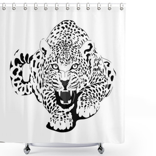 Personality  Leopard In Black Interpretation Shower Curtains