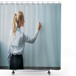 Personality  Teacher Writing On Blank Whiteboard Shower Curtains