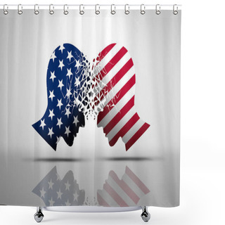 Personality  United States Debate And US Social Issues Argument Or Political War As An American Culture Conflict With Two Opposing Sides As Conservative And Liberal Political Dispute And Ideology In A 3D Illustration Style. Shower Curtains