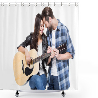 Personality  Young Couple With Guitar Shower Curtains