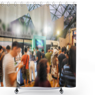 Personality  Abstract People Walking In Exhibition Blurred Background Shower Curtains