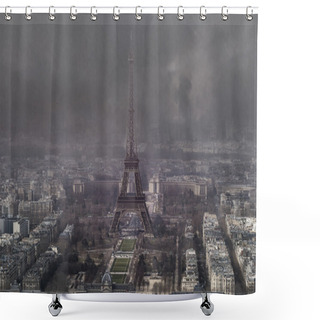 Personality  Eiffel Tower On Stormy Rainy Day Shower Curtains