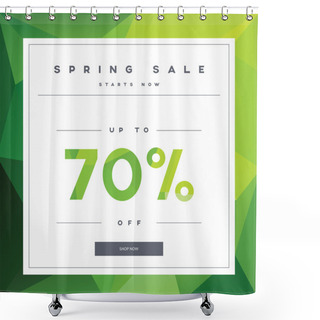 Personality  Spring Sale Banner On Green Low Poly Background With Elegant Typography For Luxury Sales Offers In Fashion. Modern Simple, Minimalistic Design. Shower Curtains