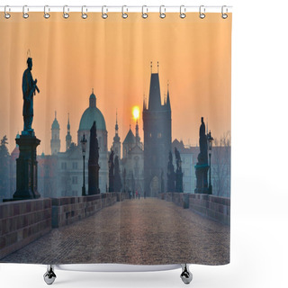 Personality  Sunrise Over Prague - Look From Charles Bridge Shower Curtains