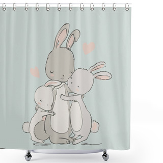 Personality  Sweet Hares - Mom And Kids Shower Curtains