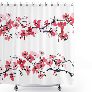 Personality  Sakura. Flowers Background Texture. Shower Curtains