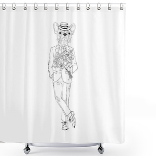 Personality  French Bulldog Man  Shower Curtains