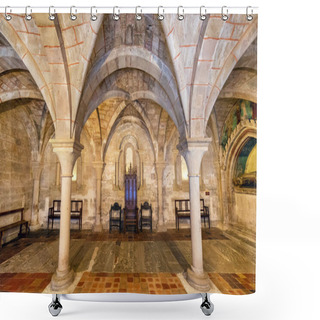 Personality  Aragon, Spain - August 11, 2019: Interior Of Famous Cistercian Monastery Of Veruela, In Aragon, Spain. Shower Curtains