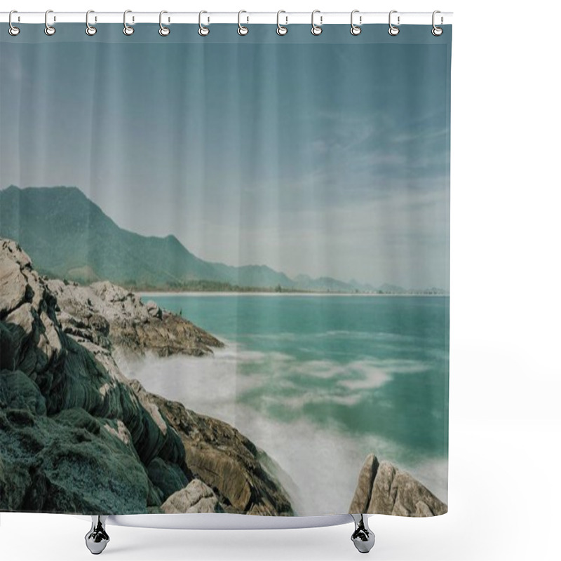 Personality  High Angle Shot Of The Turquoise Water Of The Saquarema Beach In Rio De Janeiro Shower Curtains