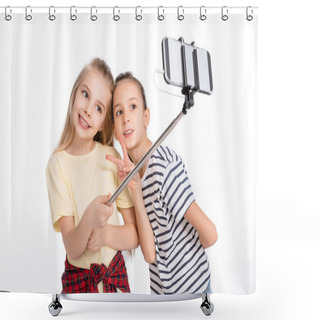 Personality  Kids Taking Selfie Shower Curtains