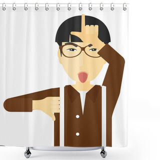 Personality  Contemptuous Man Sticking Out His Tongue. Shower Curtains