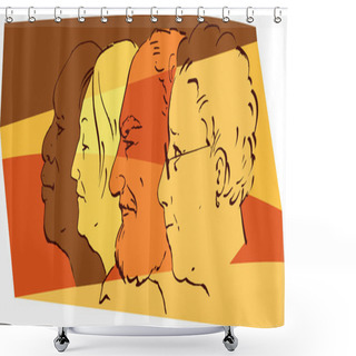 Personality  Profiles Of Senior People Of Different Ethnicity, EPS 8 Vector Illustration Shower Curtains