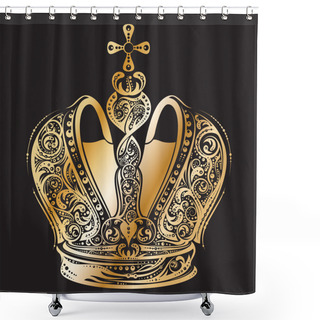 Personality  Golden Imperial Ornated Crown Shower Curtains