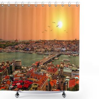 Personality  Golden Horn Over Sunset Shower Curtains