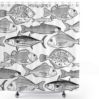 Personality  Graphic Fish Pattern Shower Curtains