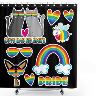 Personality  Lgbt Pride Month Funny Cartoon Sticer Set. Shower Curtains
