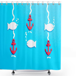 Personality  White Fish In Blue Water Shower Curtains