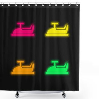 Personality  Baby Car Ride Four Color Glowing Neon Vector Icon Shower Curtains