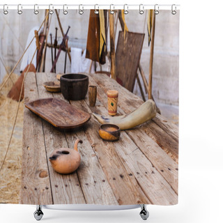 Personality  Middle Ages Table Shower Curtains